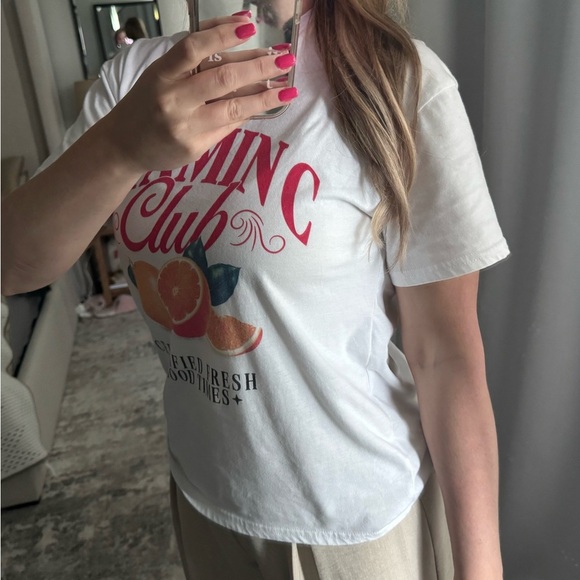 White Summer TShirt Casual Vitamin Club Graphic T-Shirt Tee - Picture 7 of 8